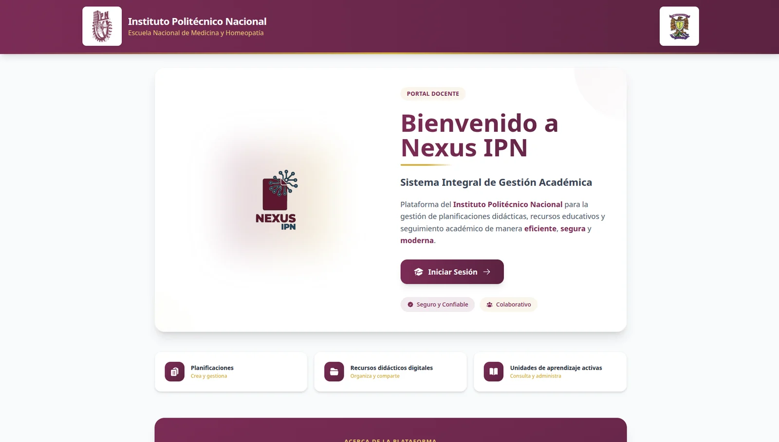 Portal docente de Nexus IPN para gestión académica
